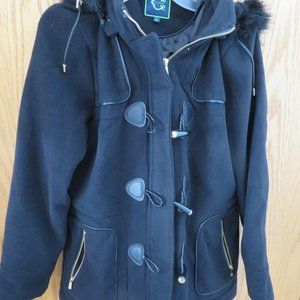 C. Wonder Faux Wool Zip Front Coat with Toggle Detail